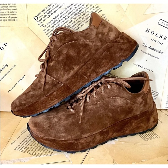 Free People Kai Platform Sneaker Brown Suede Lace Up - Picture 3 of 8